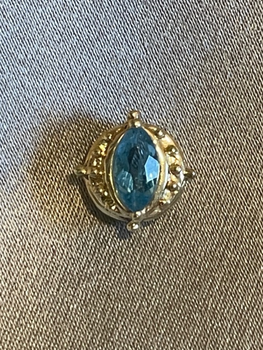 Vintage 14K Gold Blue Topaz Slide Charm